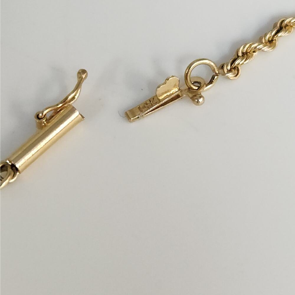 14k Yellow Gold Rope Chain Necklace 20in Classic Twist Link, Secure Barrel Clasp - Picture 11 of 11